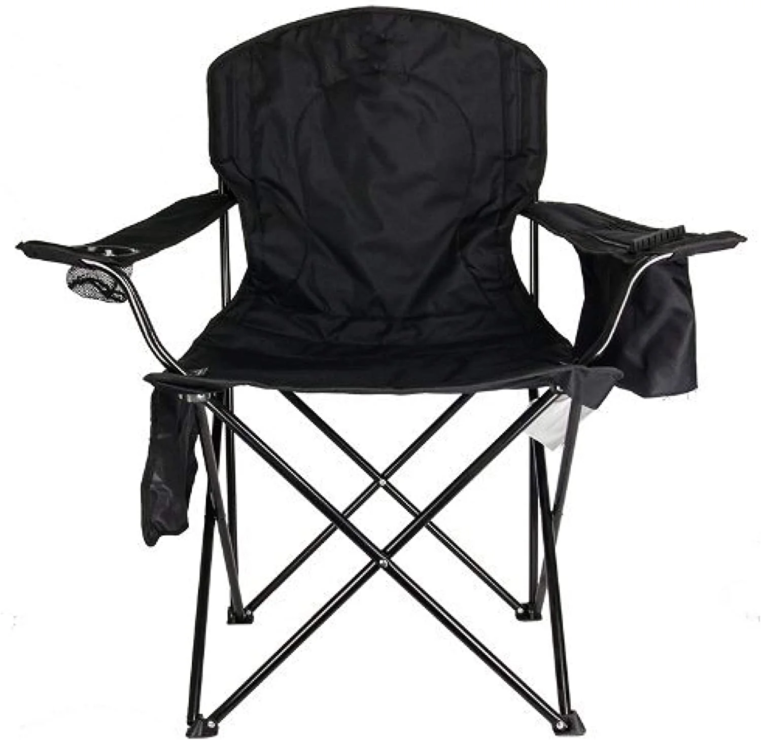 

® Adult Camping Chair with Built-In 4-Can Cooler, Black