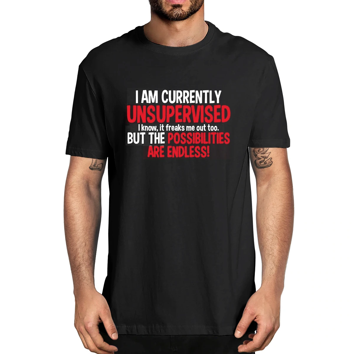 

100% Cotton Currently Unsupervised Graphic Sarcastic Very Funny Men's Novelty T-Shirt Women Casual Streetwear Harajuku Tee Tops