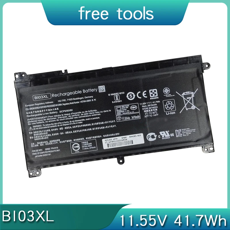BI03XL аккумулятор 11 55 В 41 7 Втч для HP Pavilion X360 13-U100TU U113TU U169TU Stream 14-AX010wm 14-AX020wm TPN-W118 HSTNN-UB6W