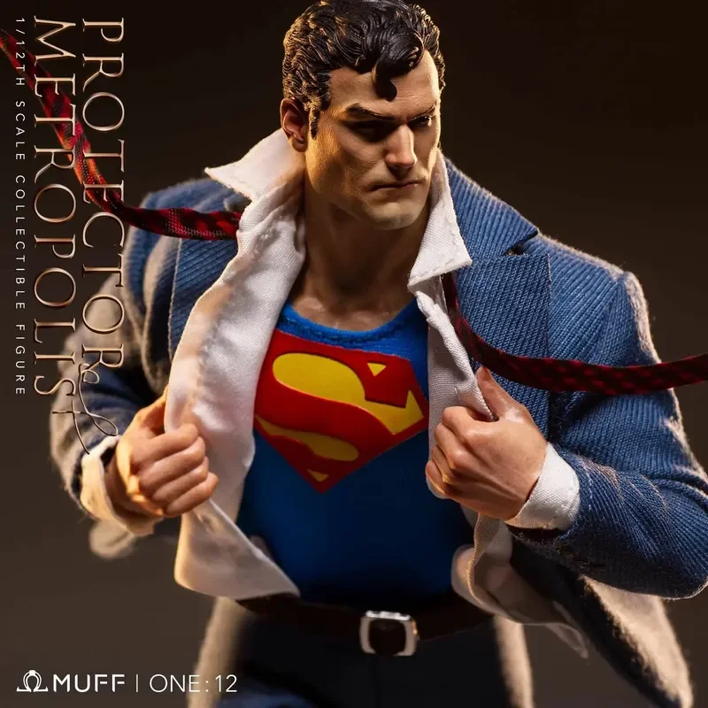 Фото В наличии: 100% Оригинальная фигурка Muff Toys 1/12 Супермен Кларк Кент, Защитник Метрополиса, аниме-фигурка для коллекционеров №5