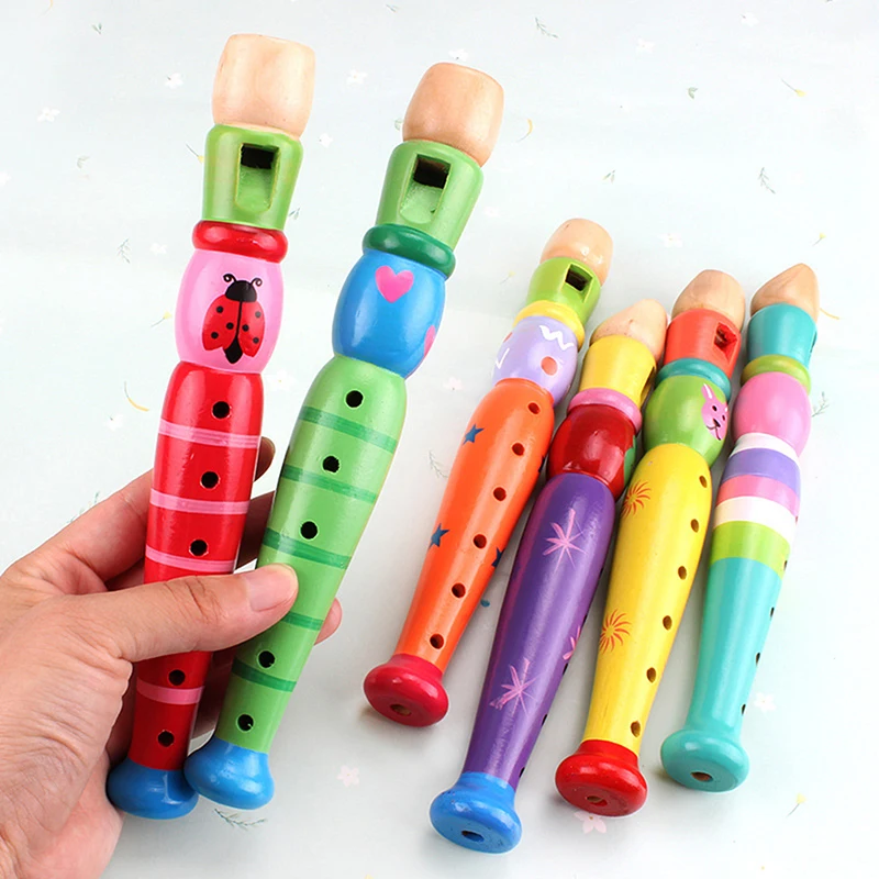 

1pc 6-Holes Recorder Flute For Children Musical Instruments Send Random Wooden Cartoon Flute Early Education Develop Type