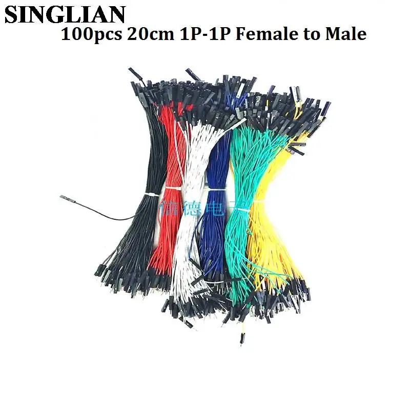 

100pcs/Lot 1P-1P 20cm DuPont Line Female Male Dupont Head BreadBoard Connect Wire Female To Male M-F/F-F/M-M Colour Jumper Cable