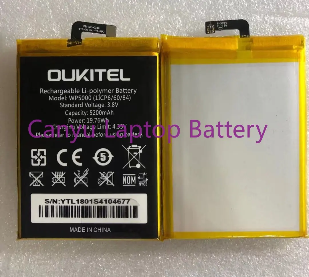 

For oukitel WP5000 battery 5200mah 3.8V for Oukitel Wp5000 Ip68 5.7 "18: 9 Display Helio P25 Octa Core