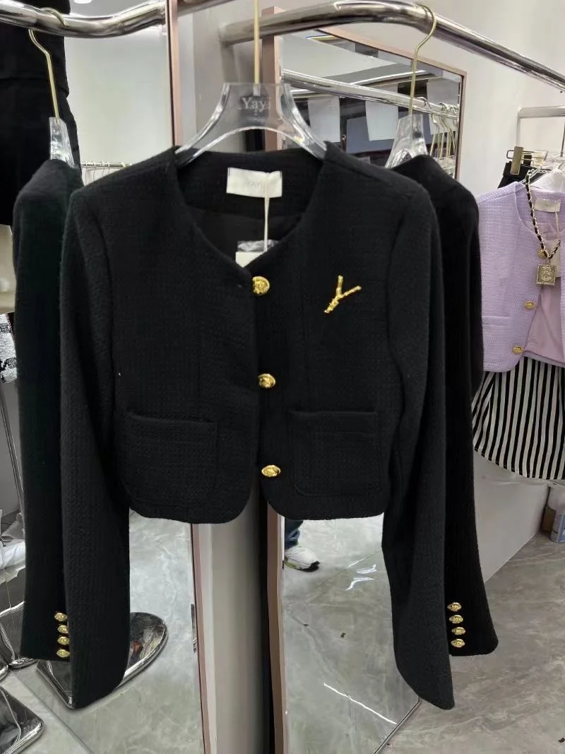 

Women Quilted Coat Jacket Autumn Winter Wool & Blended Gold Buttons Long Sleeve Outerwear Vintage Elegant Chic Stylish Tops 2022
