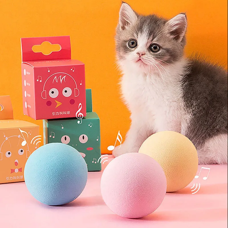 

Smart Cat Toys Interactive Ball With Catnip Cat Training Toy Touch Sound Playing Ball Teaser Squeaky Toy For Cats Kitten Molar