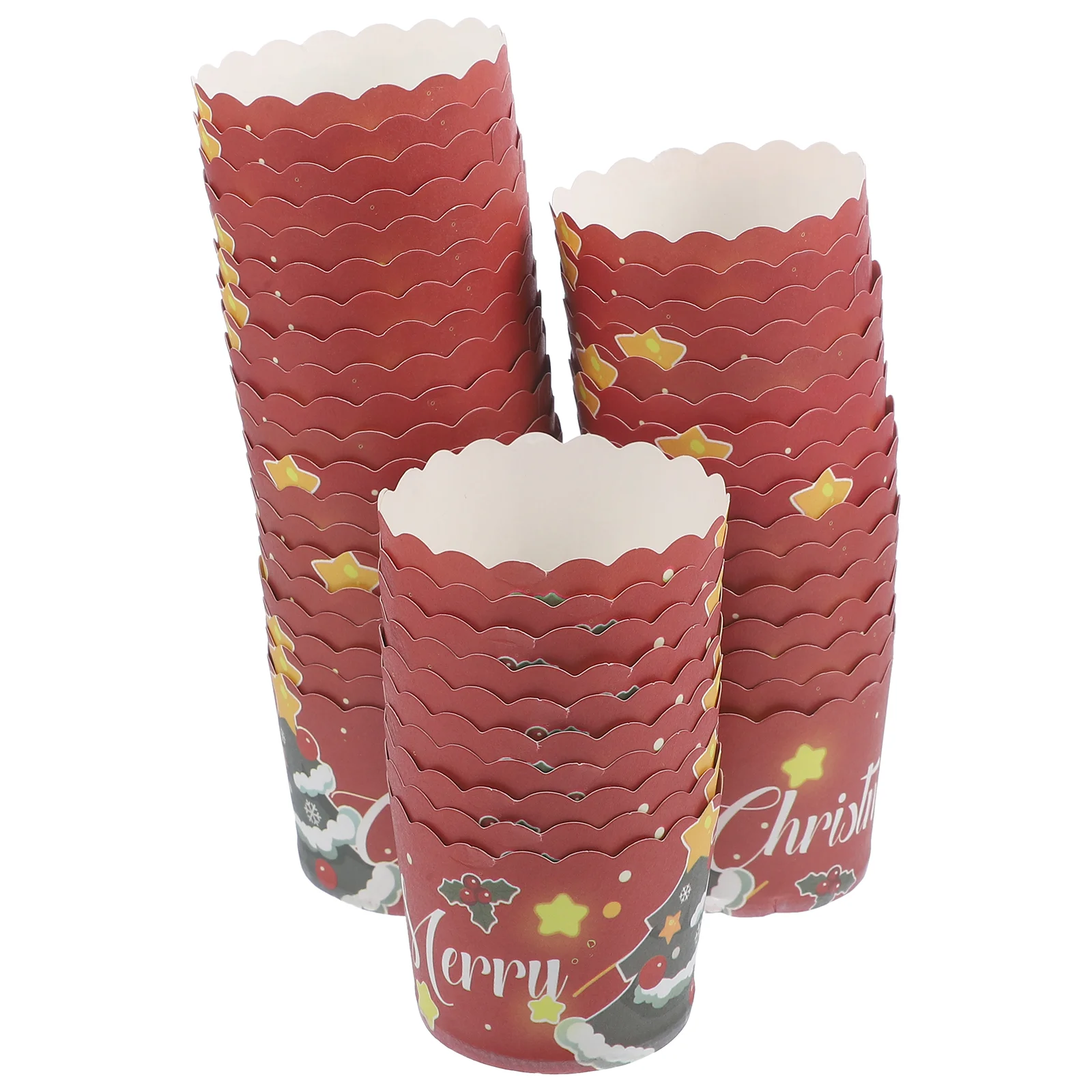 

50Pcs Christmas Cupcake Wrappers Muffin Wrappers Liners Baking Cups Holiday Festival Party Supplies