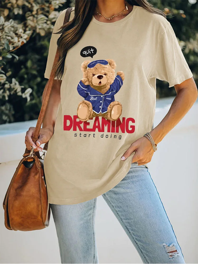 

Женские летние футболки, искусственная хлопчатобумажная одежда для женщин, женская футболка с графическим рисунком и надписью «завершить мечту», Женская Повседневная Уличная одежда
