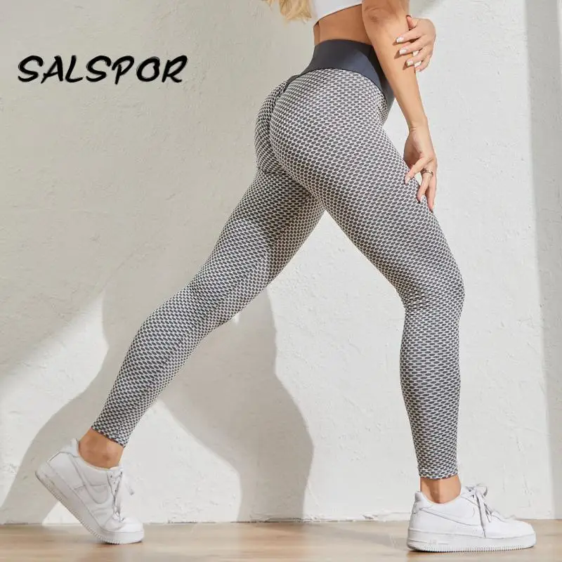 

SALSPOR Бесшовные женские леггинсы для фитнеса с эффектом пуш-ап, женские леггинсы для тренировок с высокой талией, леггинсы для спортзала с сеткой и пэчворком, антицеллюлитная спортивная одежда
