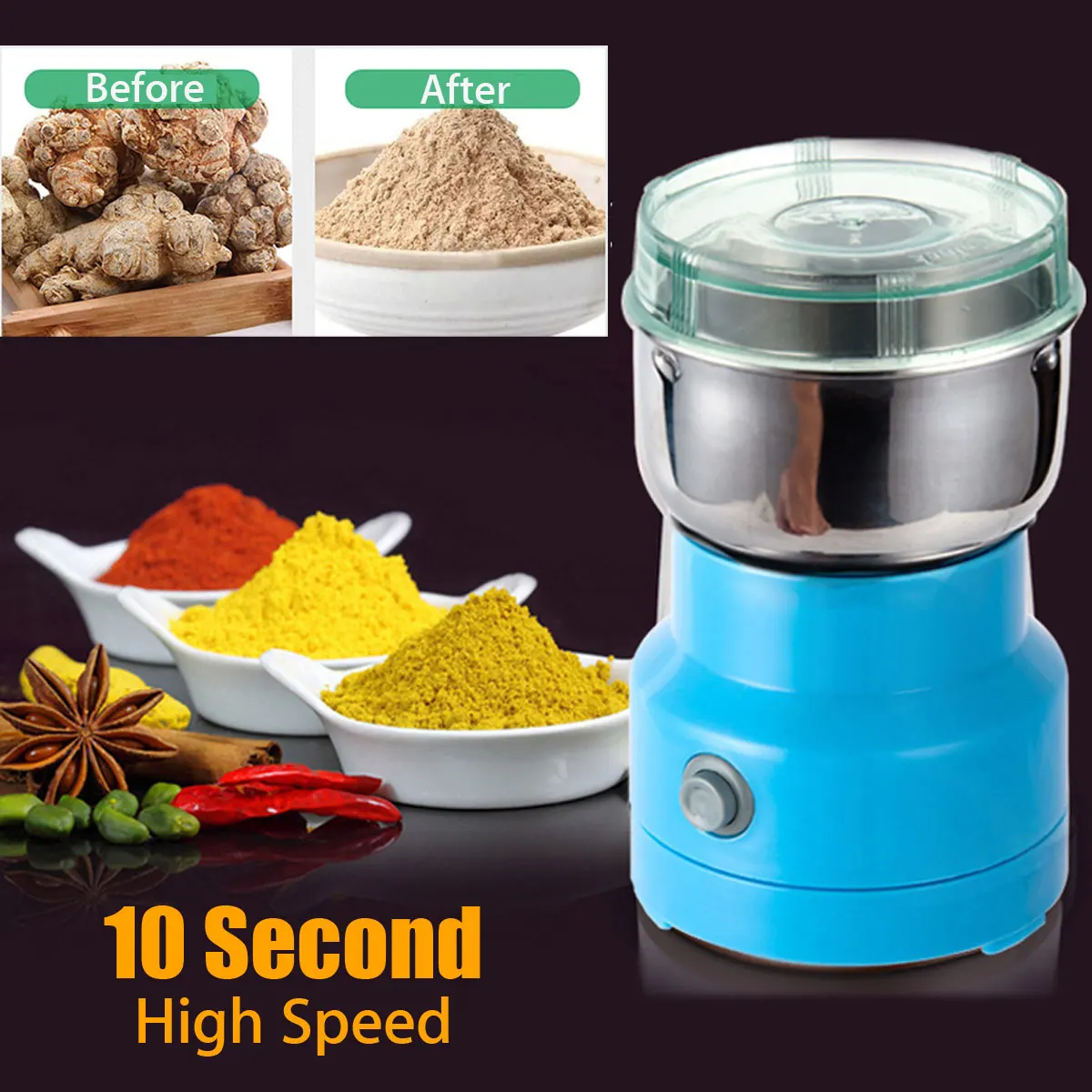 NEW Electric Herbs Spices Nuts Grains Coffee Bean Grinder Mill Grinding Tool Home Medicine Flour Powder Crusher