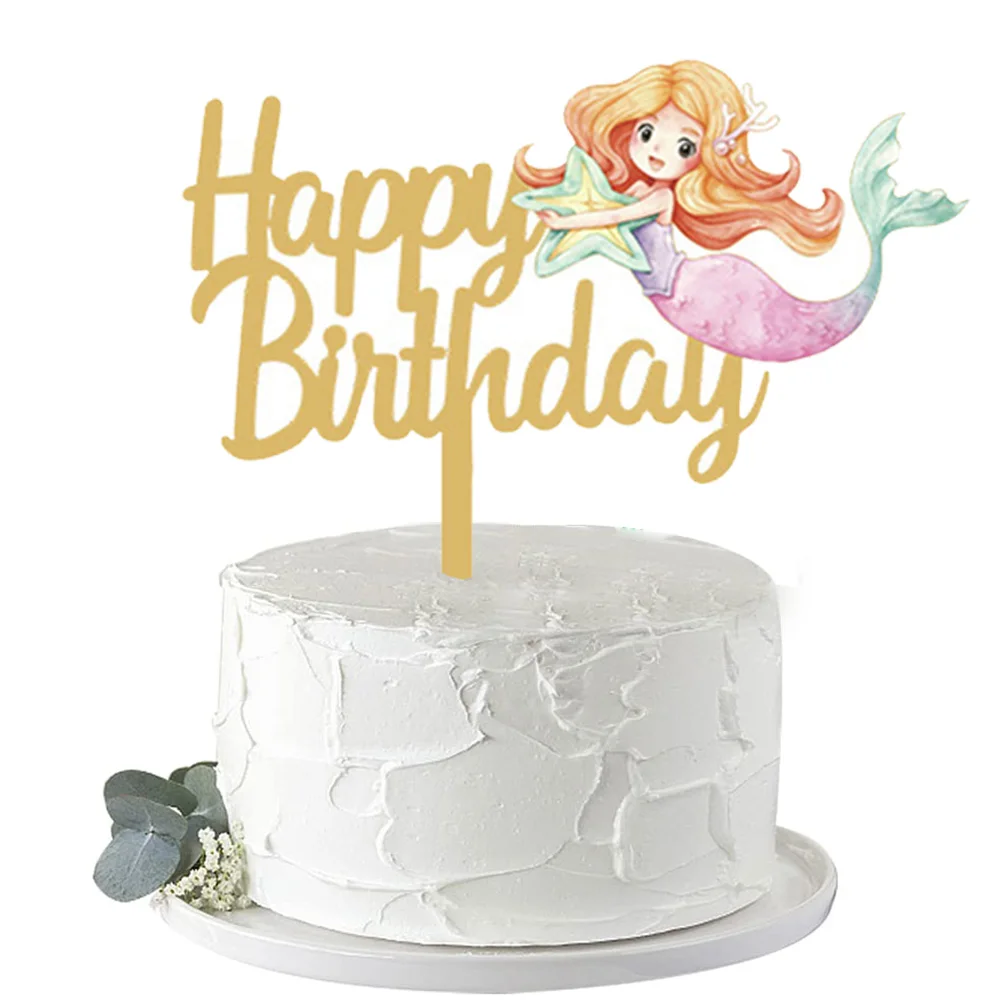 

Mermaid Birthday Decorations Cake Topper Under The Sea Theme Party Supplies Turtle Shell Starfish Crab Ocean Kids Animals Props