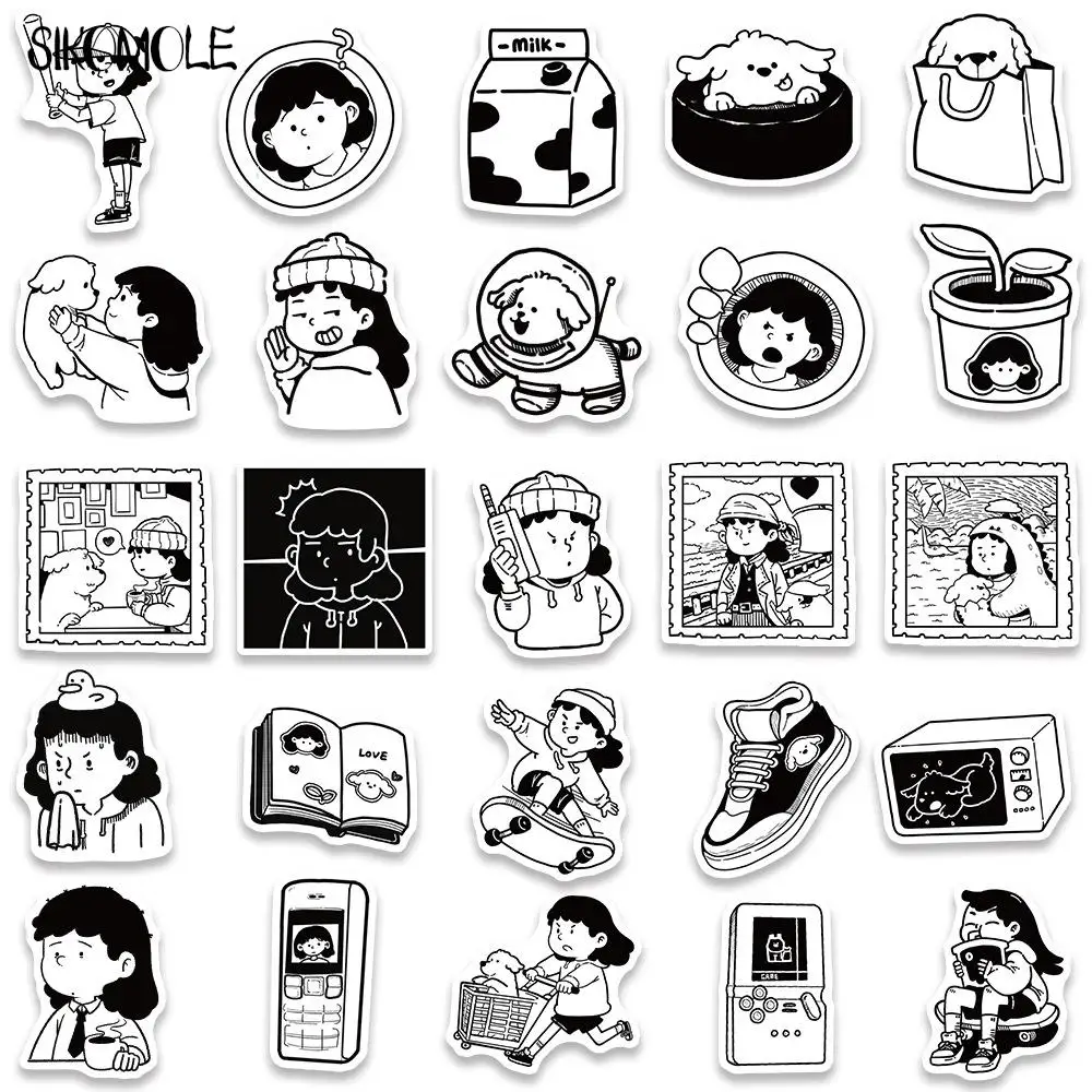 10/30/50 шт. наклейки с изображением девушки и ее щенка