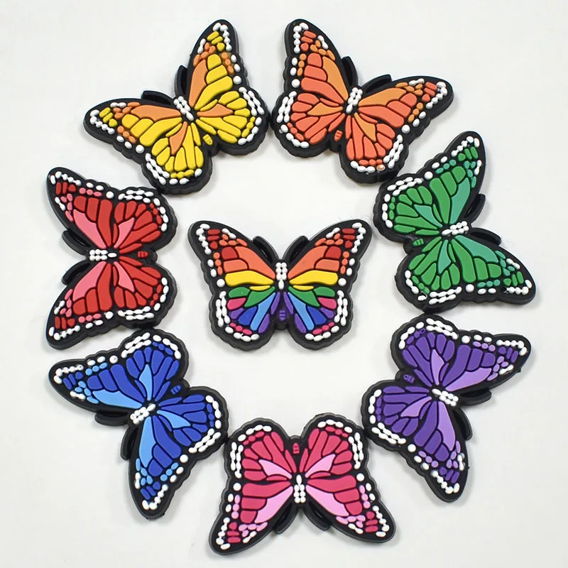 Hot Sale 100Pcs PVC Butterfly Shoe Charms Bracelet Wristband Accessories for Girl Boys Adults Men Women Party Favor Gifts