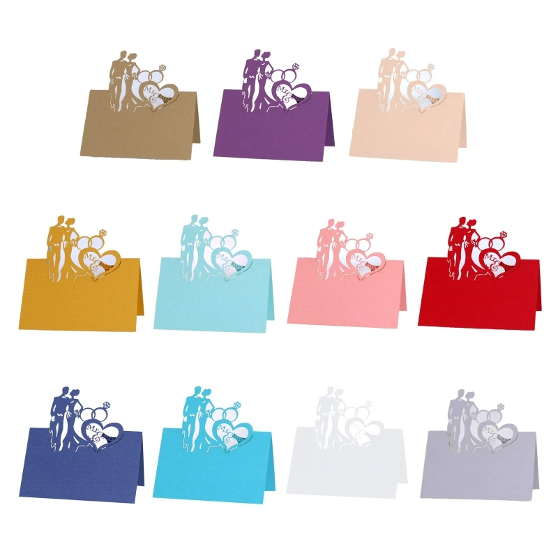 

50 Pcs Paper Place Cards Hollow Table Cards Wedding Table Cards MR MRS Style