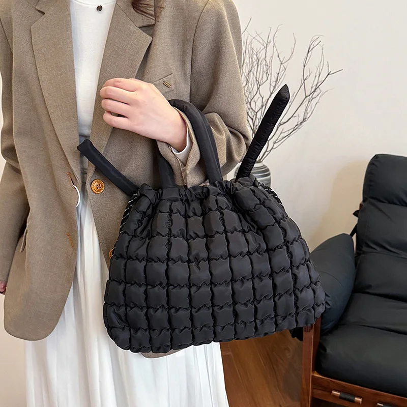 Модная брендовая пуховая сумка большая вместительная женская сумка-тоут зимняя