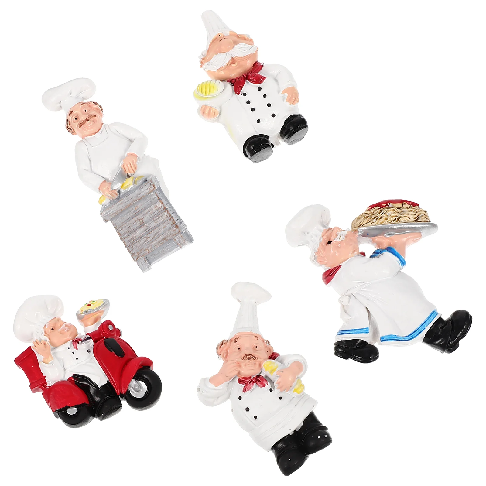 

5 Pcs Chef Fridge Magnet Magnets Kitchen Refrigerator Supplies Phone Case Food Charms Decorative Resin Refridgerator