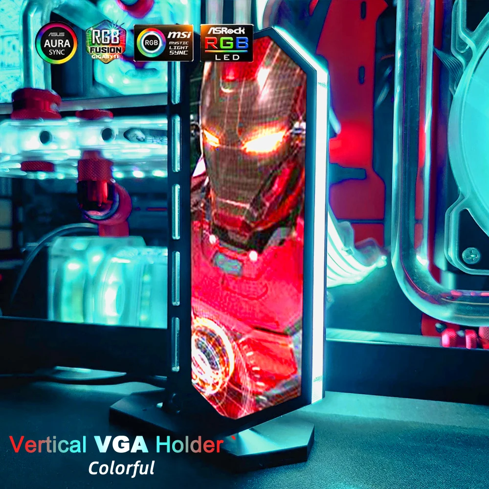 Personalizável Gpu Suporte Vertical 12v 5v Aura Colorido Suporte de Cartão de Vídeo Personalizar Vga Suporte Chassis Watercooler Personalizado Mod Ventiladores e resfriadores