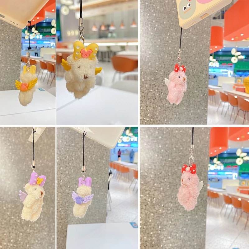 

Angel Bear Keychain Pendant Plush Stuffed Animal Pendant Tiny Bear Charm