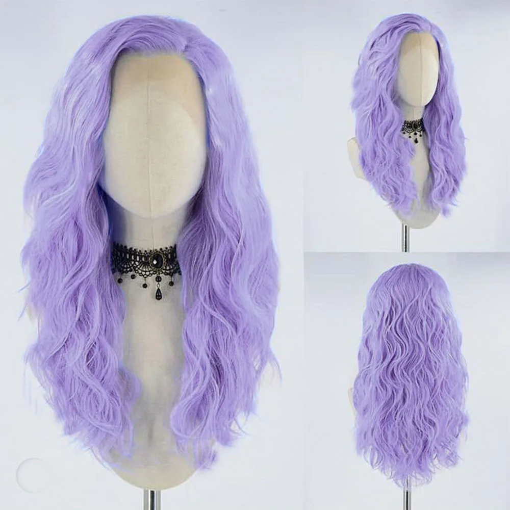 

Мягкие синтетические волнистые фиолетовые кружевные передние парики для чернокожих женщин, натуральные волосы для выщипывания, волосы из ...