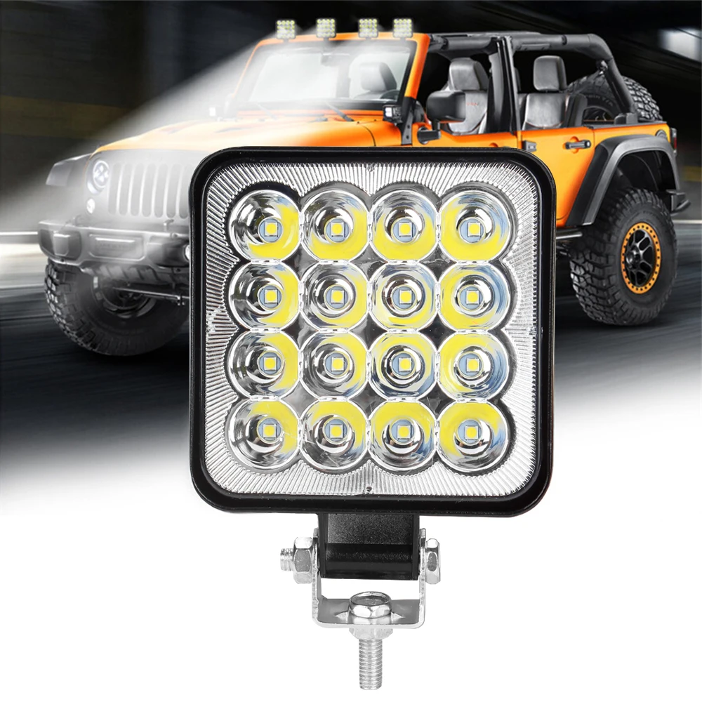 

OKEEN 2pc Led Work Light 80W Led Working Driving 16barra Square Spotlight Off Road For Car Truck 4X4 4WD Car SUV ATV White 12V