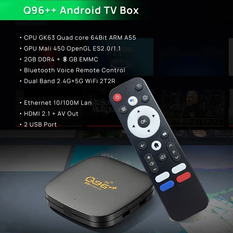 WIFI HD 4K TV Box Android 13 4-ядерный процессор 2 ГБ ОЗУ 8 памяти eMMC HDMI-совместимый