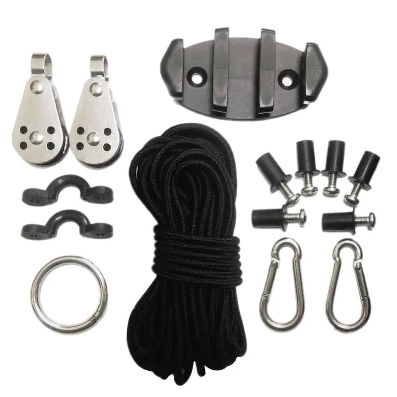 

1 шт. комплект для стабилизации якоря байдарки, прочный Набор пряжек для веревки, набор пряжек с кольцом из нержавеющей стали, аксессуары