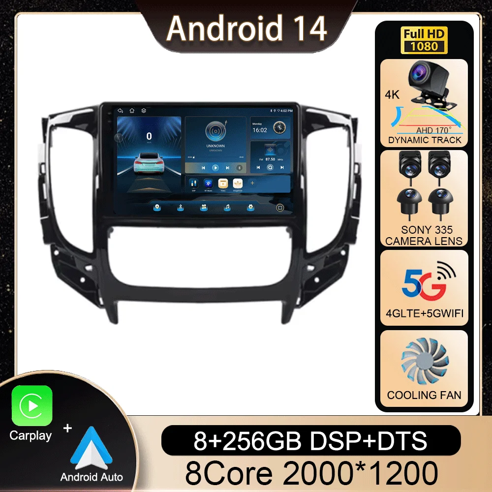 Android 14 для Mitsubishi Pajero Sport 3 L200 5 Triton 2015 2016 2017 2018 2019 автомобильное радио мультимедиа