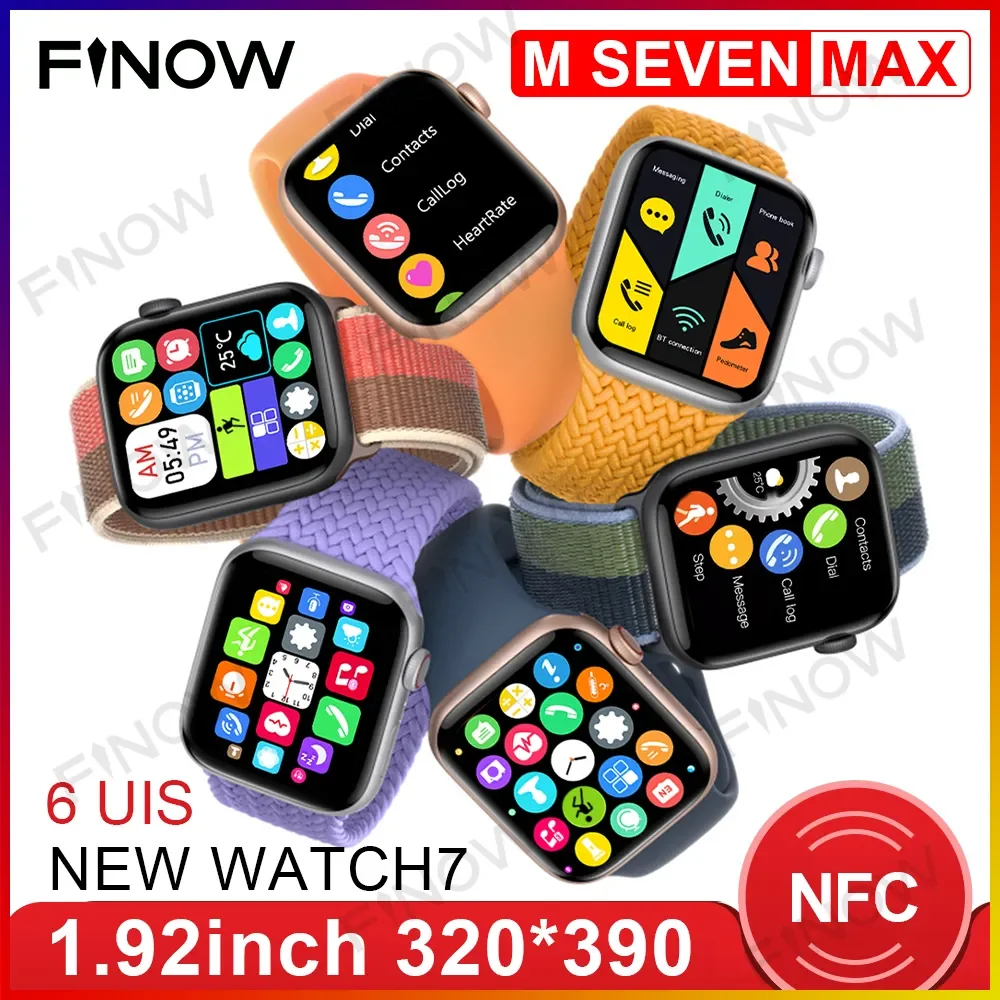 

Смарт-часы Finow IWO M SEVEN MAX, умные часы с 7 циферблатами, 1,92 дюйма, 4 игры, PK W17 HW7, для мужчин и женщин