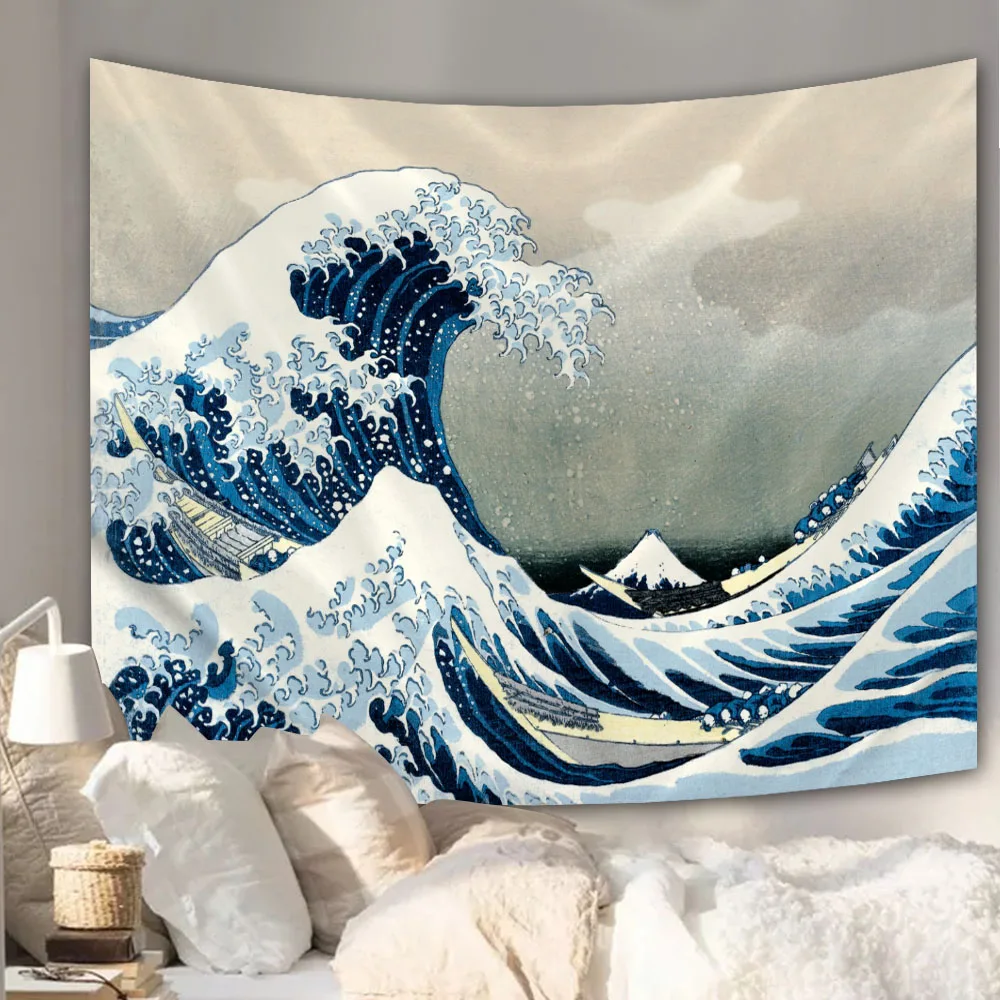 

Wave Tapestry Wall Hanging Great Wave Kanagawa Wall Tapestry with Art Nature Home Decorations for Living Room Bedroom Dorm Decor