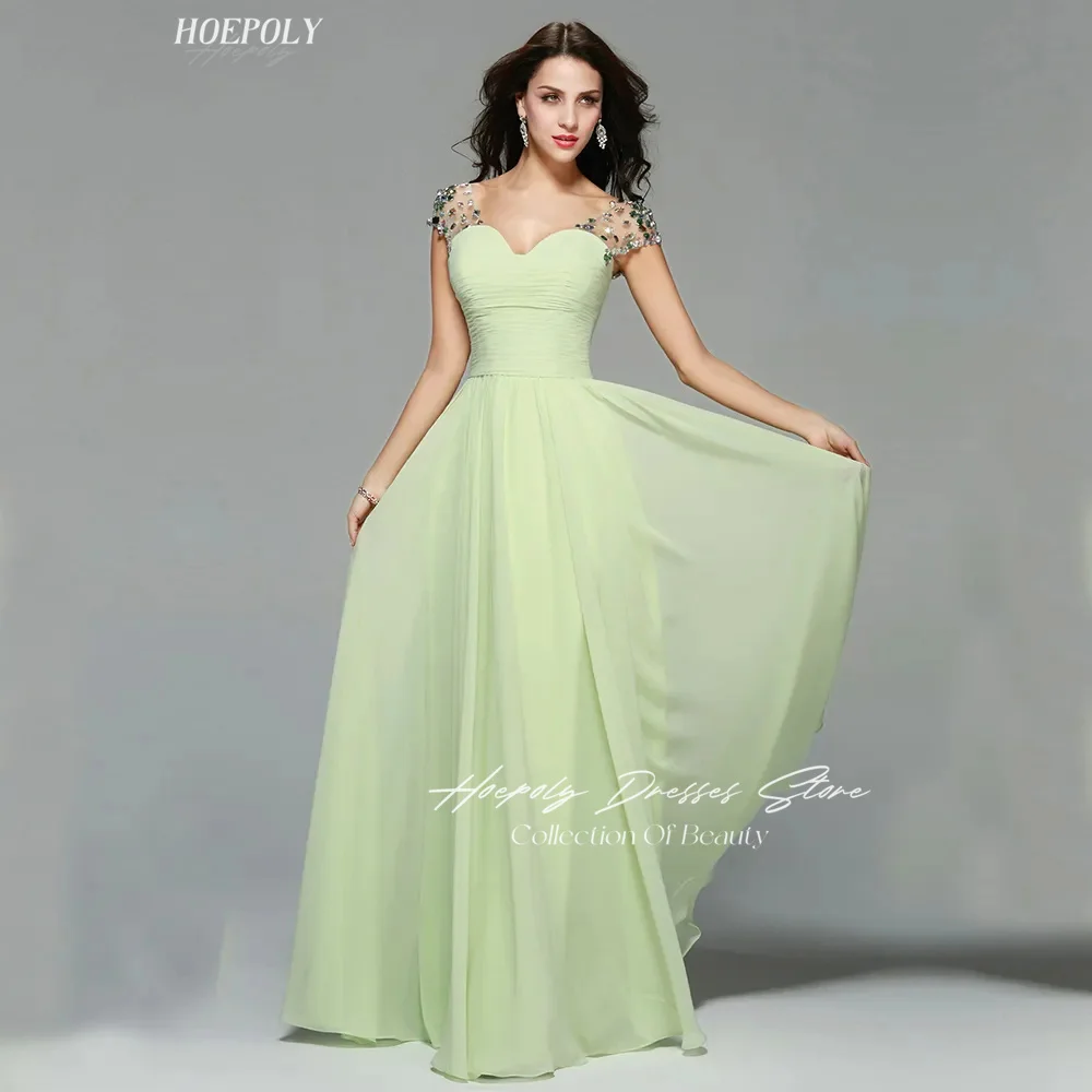 

Hoepoly A-Line Sweetheart Neckline Prom Dress Short Sleeves With Floor Length Evening Summer Elegant Party Dress For Women 2023
