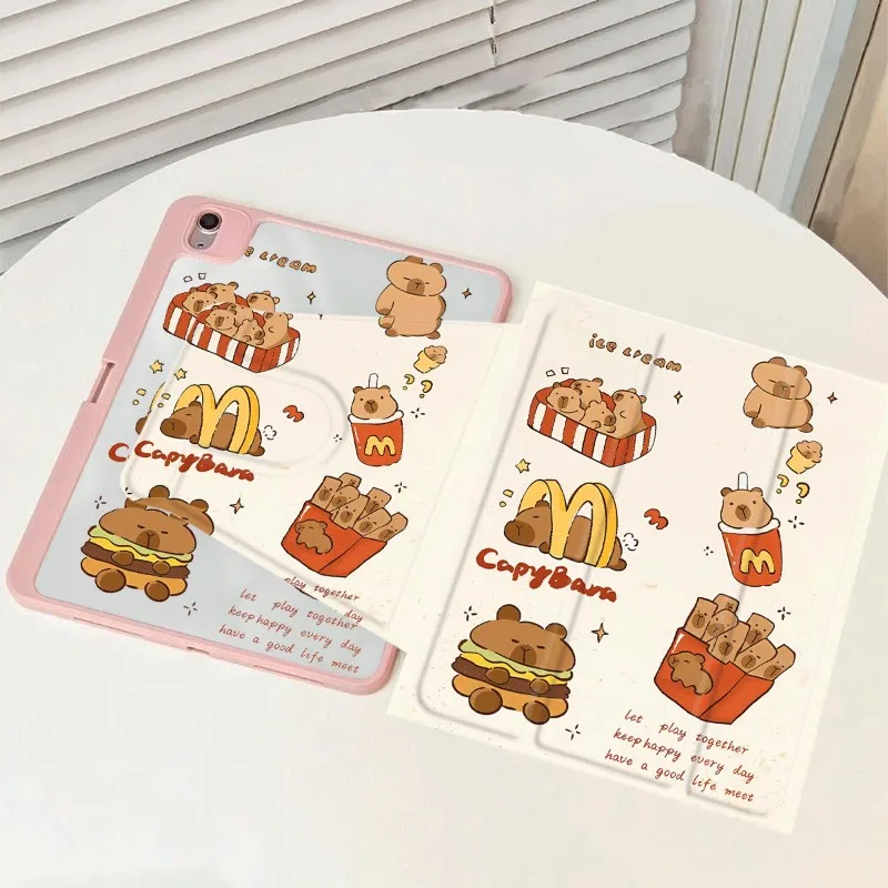 Смарт-чехол Hamburger Fries Capybara с вращением на 360 градусов для iPad Air 4 10 9 2020 5 IPad Air3 8-го