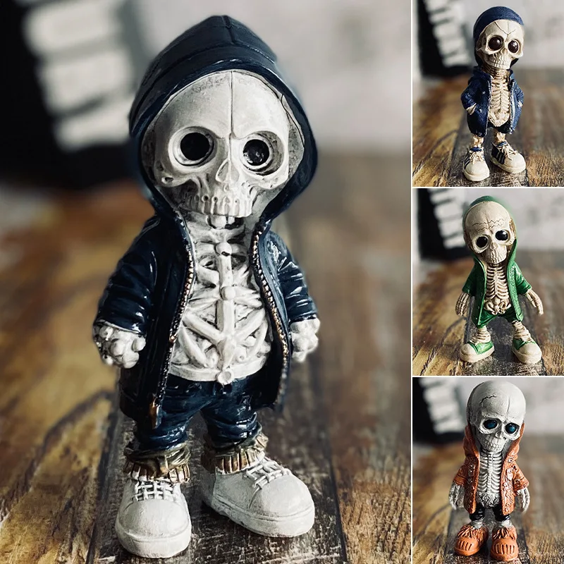 

Halloween Skeleton Figurines Statue Home Decor Horror Ghost House Skeleton Doll Resin Ornament Living Room Table Decorations
