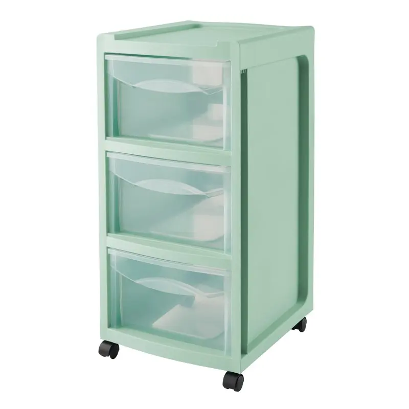 

3-Drawer Plastic Storage Cart with Wheels in Classic Mint Shelves Organizers storage Bathroom shelves Shelf Caddy organizer Bath