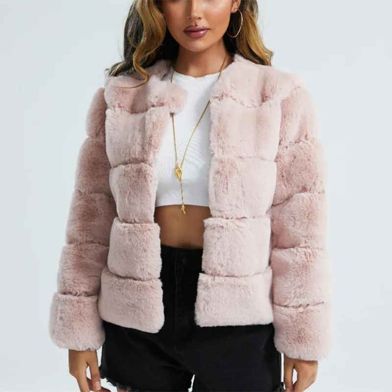 

Fur Faux Fur Women's Jacket Faux Fox Fur Horizontal Panel Faux Fur Y1361