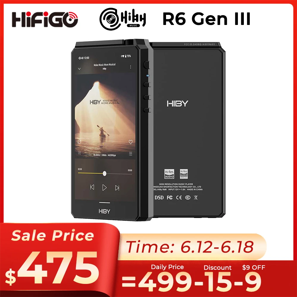 HiBy R6 Gen III / R6 Gen 3 Portable Music Player 5'' WIFI MQA MP3 Bluetooth Audio Player For Android IOS Windows Mac Google Play