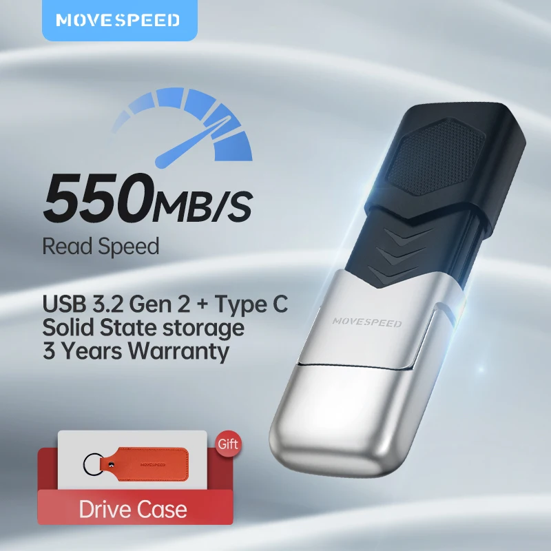 MOVESPEED 1TB USB 3,2 Gen 2 550 MB/s высокоскоростной USB флеш накопитель типа C 2 в 1, 512 ГБ 256 ГБ 128 ГБ для телефонов, ноутбуков, ПК