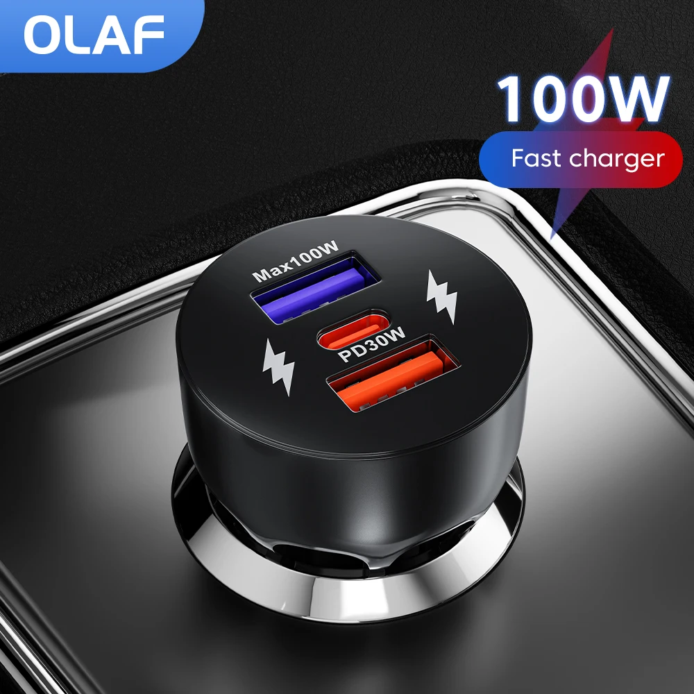 

Автомобильное зарядное устройство с 3 USB-портами, 100 Вт, быстрая зарядка