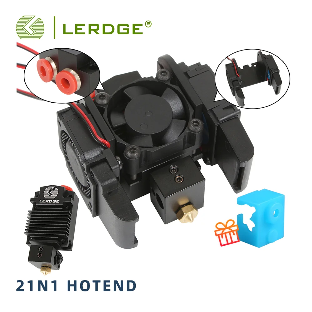 

LERDGE 2IN1 Dual Hotend E3D V6 Nozzle 0.8mm Volcano Extruder Multi-extrusion All metal V5 Dual Extruder 0.4mm/1.75mm 3D printer