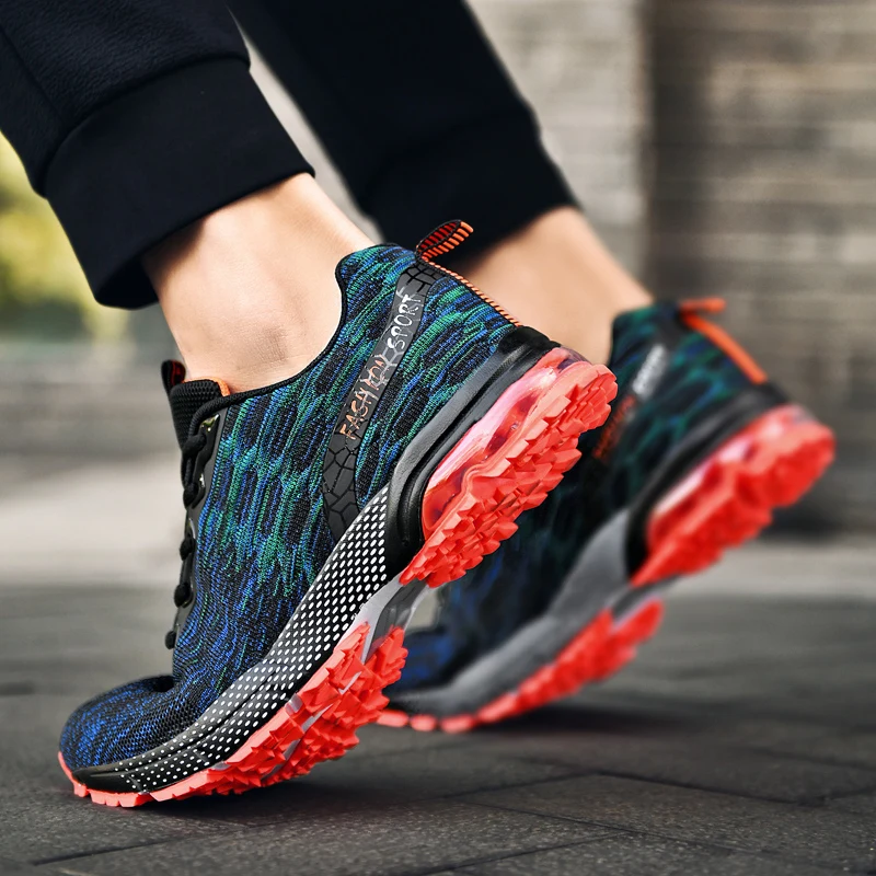 Trendy Men's Running Marathon Shoes Air Cushioning Sport Jogging Shoes Men Plus Size 39-48 Breathable Mesh Training Sneakers Men