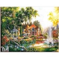 gatyztory pictures by numbers rivers house scenery oil painting by numbers kits diy drawing canvas handpainted home decor
