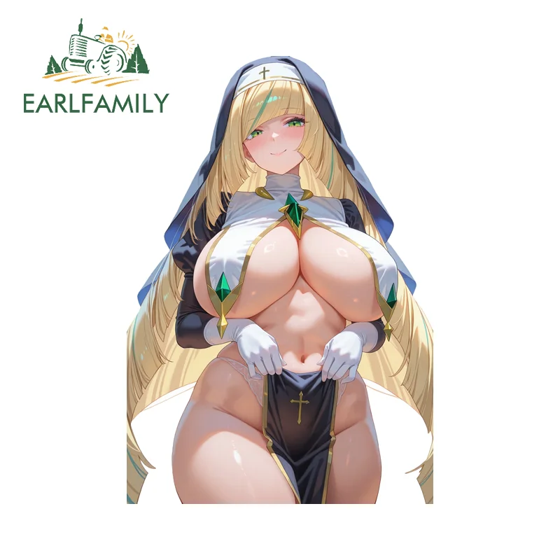 EARLFAMILY красивые монахини Синтия люминовые автомобильные наклейки модные крутые мультяшные девушки дизайн наклейки водостойкие индивидуальные автомобильные товары синтия хэнд свободная