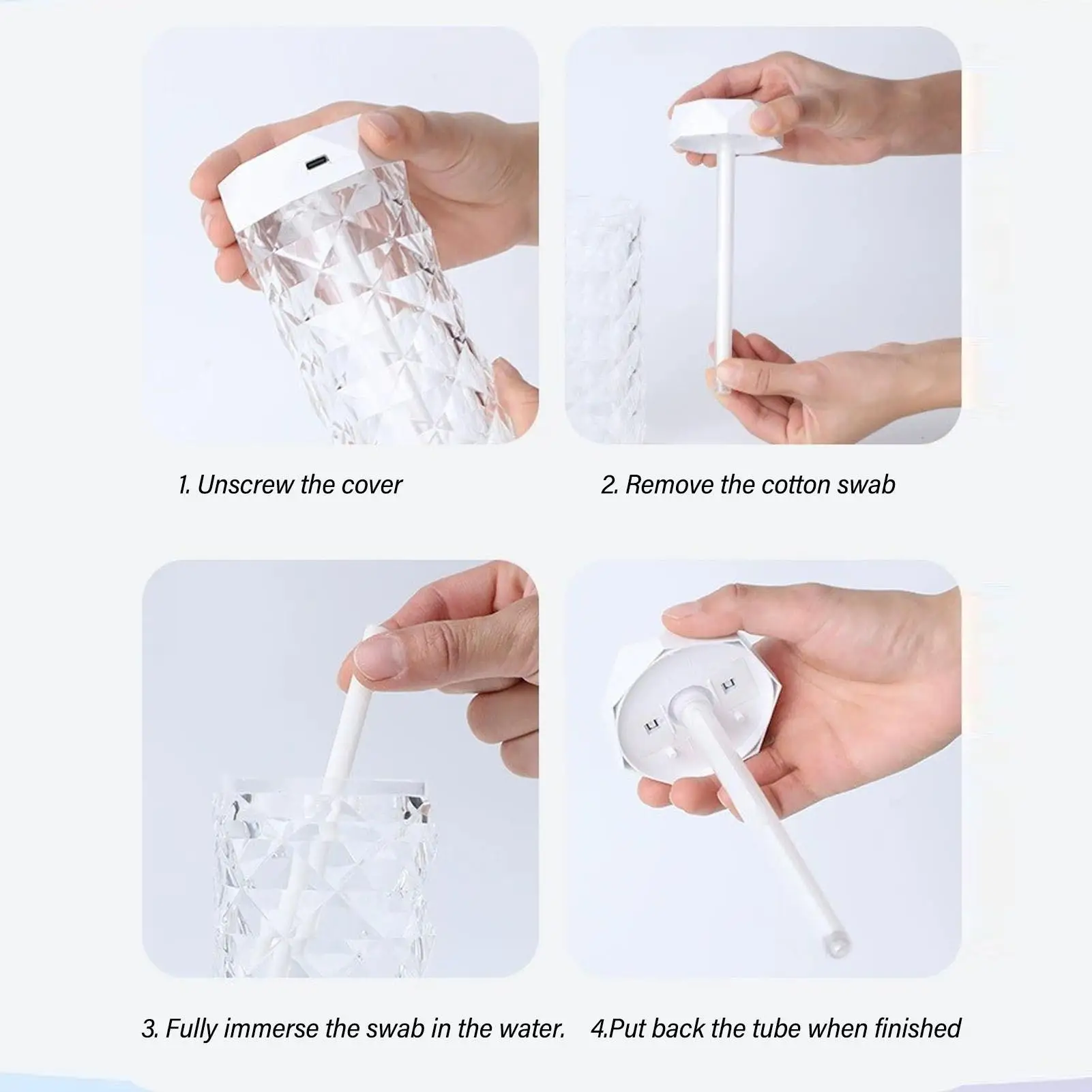 Компактная прозрачная бутылка для воды увлажнителя воздуха Type C-многогранная