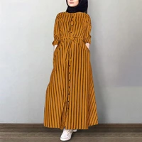muslim fashion hijab dress abaya dubai turkey arabic summer causal loose striped shirt african dresses for women islamic clothes