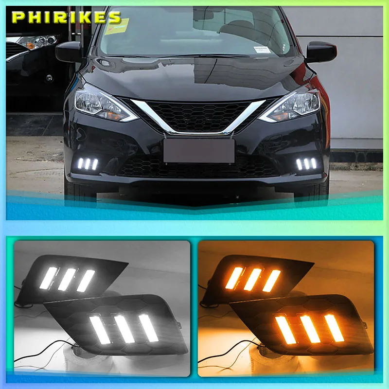 Светодиодные дневные ходовые огни для Nissan Sentra Sylphy 2016 2017 2018 2 шт. противотуманные
