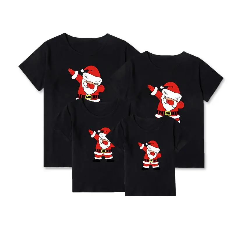 

Family Christmas Matching Clothes Mother Daughter Short sleeve T-shirts Elf Santa Claus Reindeer Elk Print Tees Red Pajamas Top