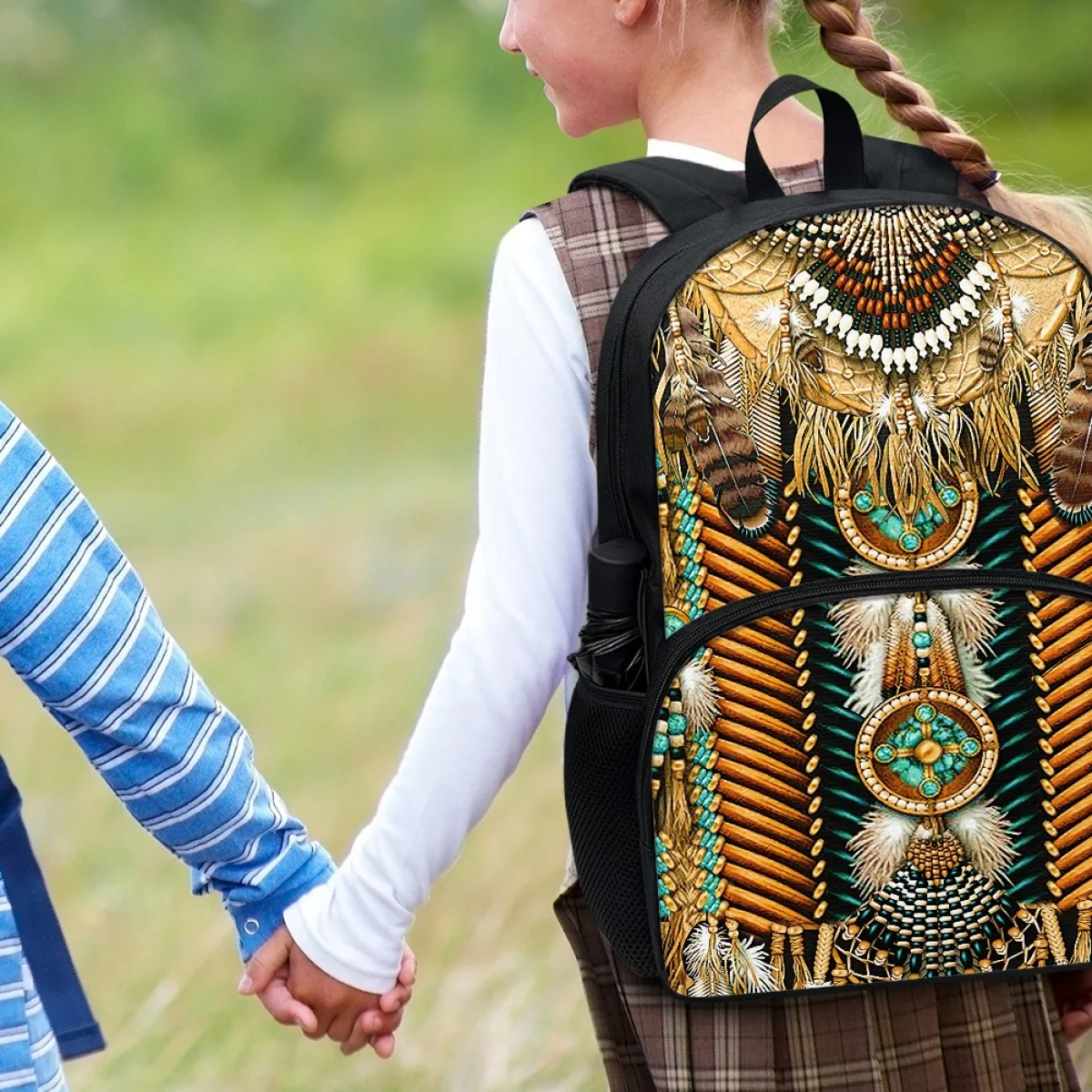 FORUDESIGNS Aztec Indian Native Tribal Print Art School Bag for Teen Boys Girls Travel Backpack Practical High Student Book Bags