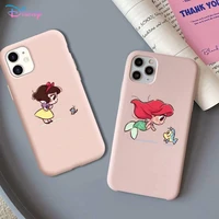 disney mini princesses phone case for iphone 11 12 13 mini pro xs max 8 7 6 6s plus x xr solid candy color funda case