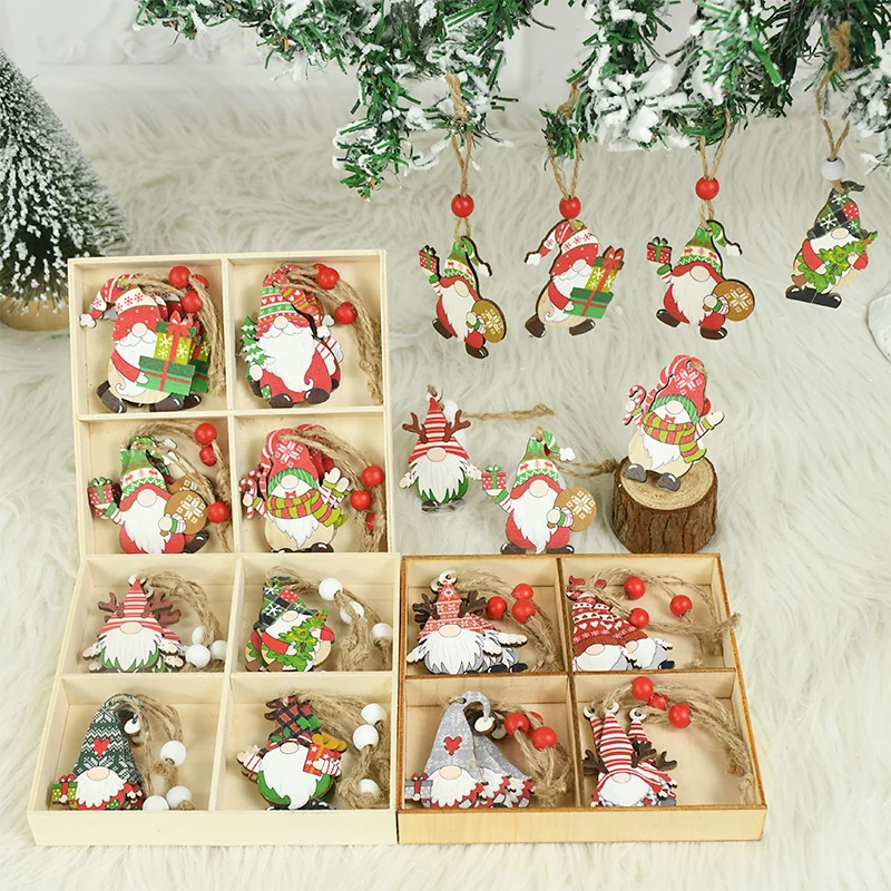 

12 шт., деревянные подвесные украшения в виде елки