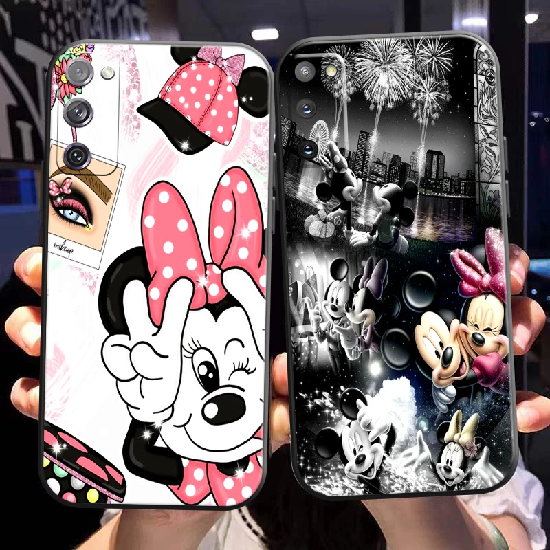 

Cartoon Minnie Mickey Mouse Phone Case For Samsung Galaxy S22 S21 S20 Plus Ultra FE 5G Coque Carcasa Silicone Cover Back Black