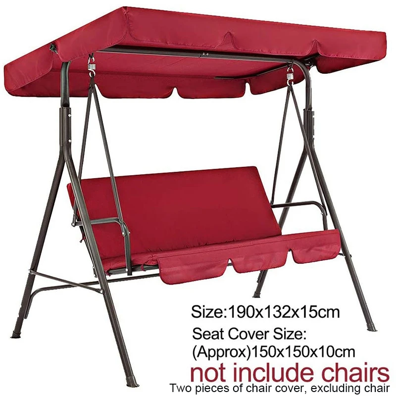 Terrace Swing Chair Cover 2 Pieces / Set Universal Garden Dustproof 3-Seater Outdoor (Red) |
