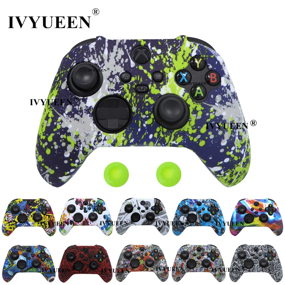 

IVYUEEN для XBox серии S X Беспроводной контроллер вода трансферная печать защитный силиконовый чехол кожаный чехол с Стик ручка шапки